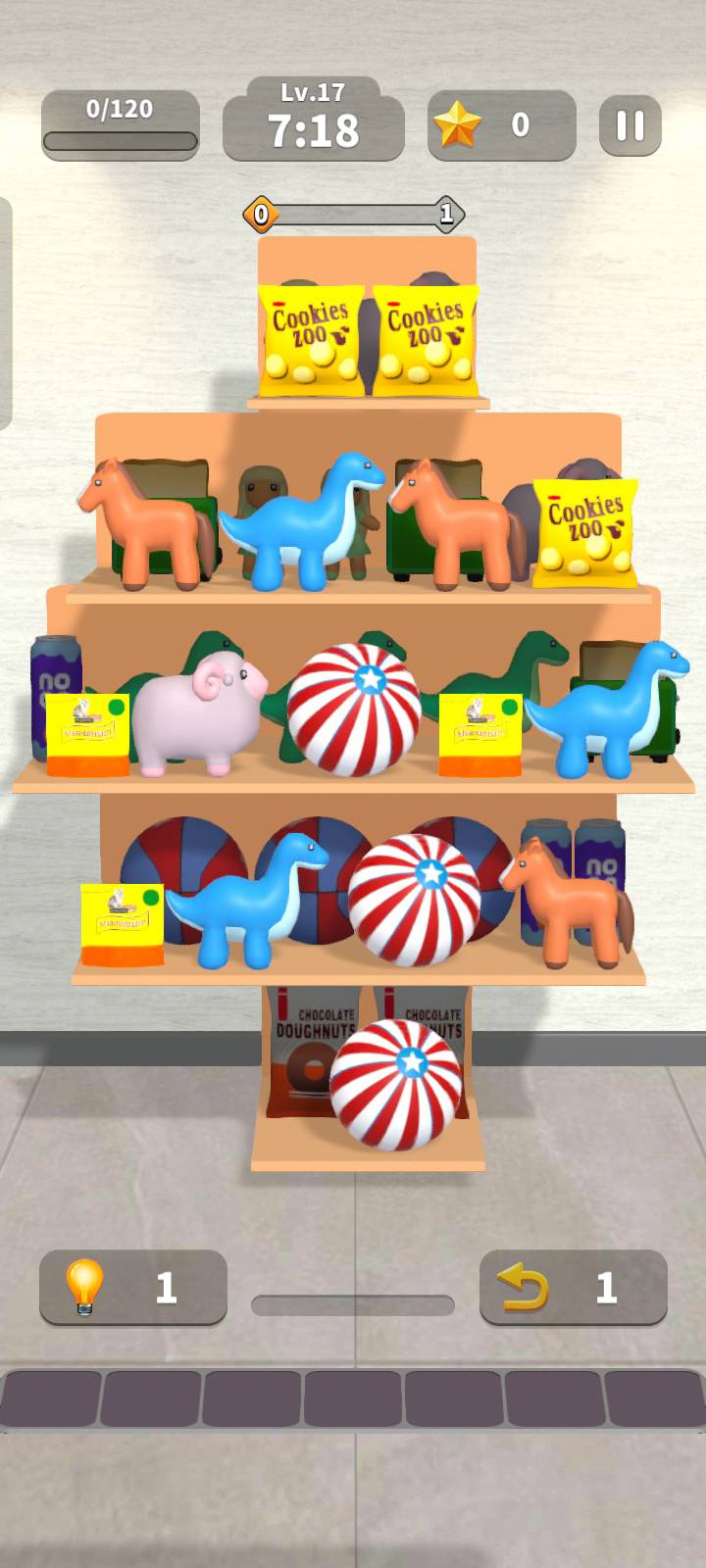 Collect and sort matching goods in Goods Match 3D